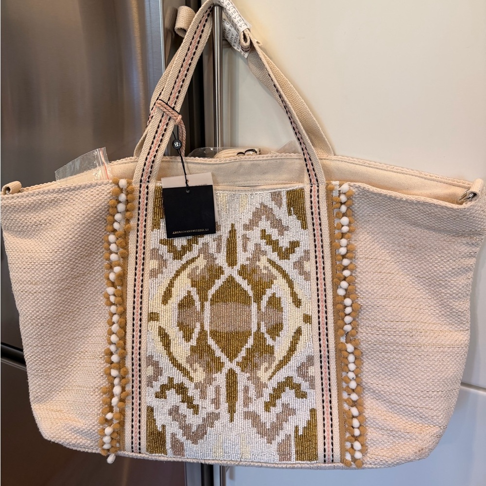 NWT America & Beyond Luxe Love Tote - Hand Beaded Large Tote Excellent gift idea